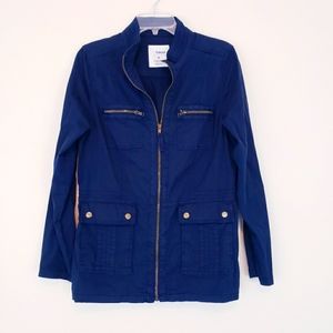Navy Blue Utility Jacket Military Coat Zip Up Twill Sonoma Size Medium